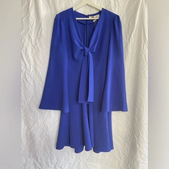 Diane von Furstenberg Tie Front Mini Crepe Dress Size 10 NEW - Picture 4 of 16